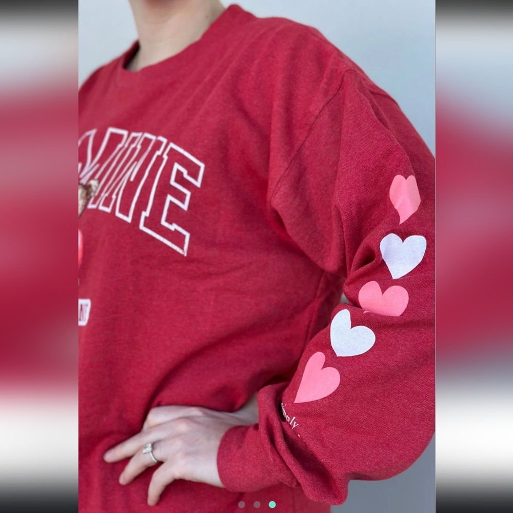 EUC Simply Southern "Be Mine🐻🩷🤍Valentine Crewneck Sweatshirt" Red❤️ Sz XS-S - Picture 3 of 12